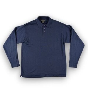 Banana Republic Polo Shirt Men S Blue Long Sleeve Extra Fine Italian Merino Wool